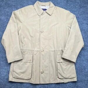 Ralph Lauren Purple Label Mens Large Beige Khaki Polyester Top Coat Over Rain